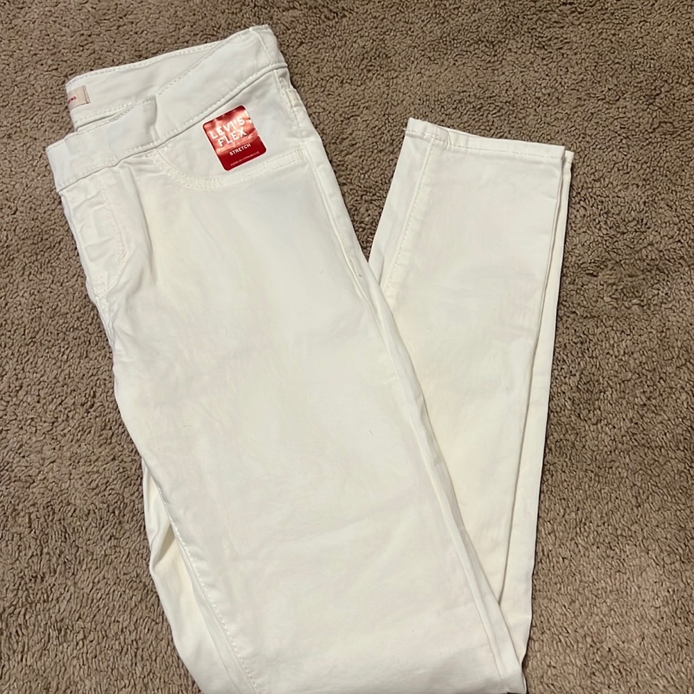 Girls white pull on jeggings